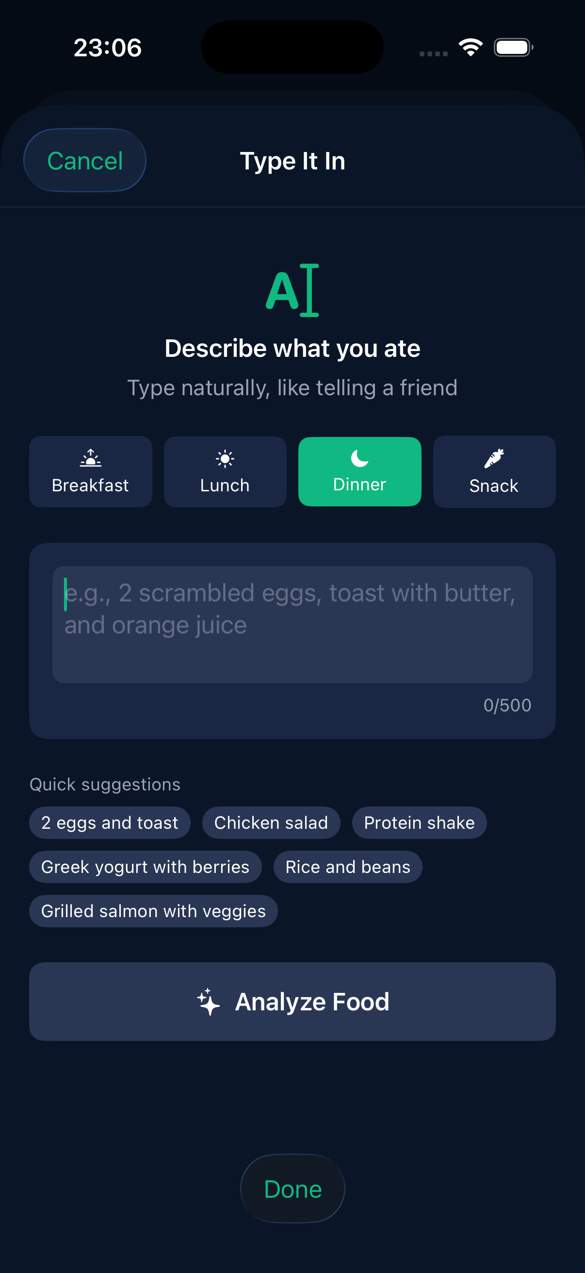 AI food logging