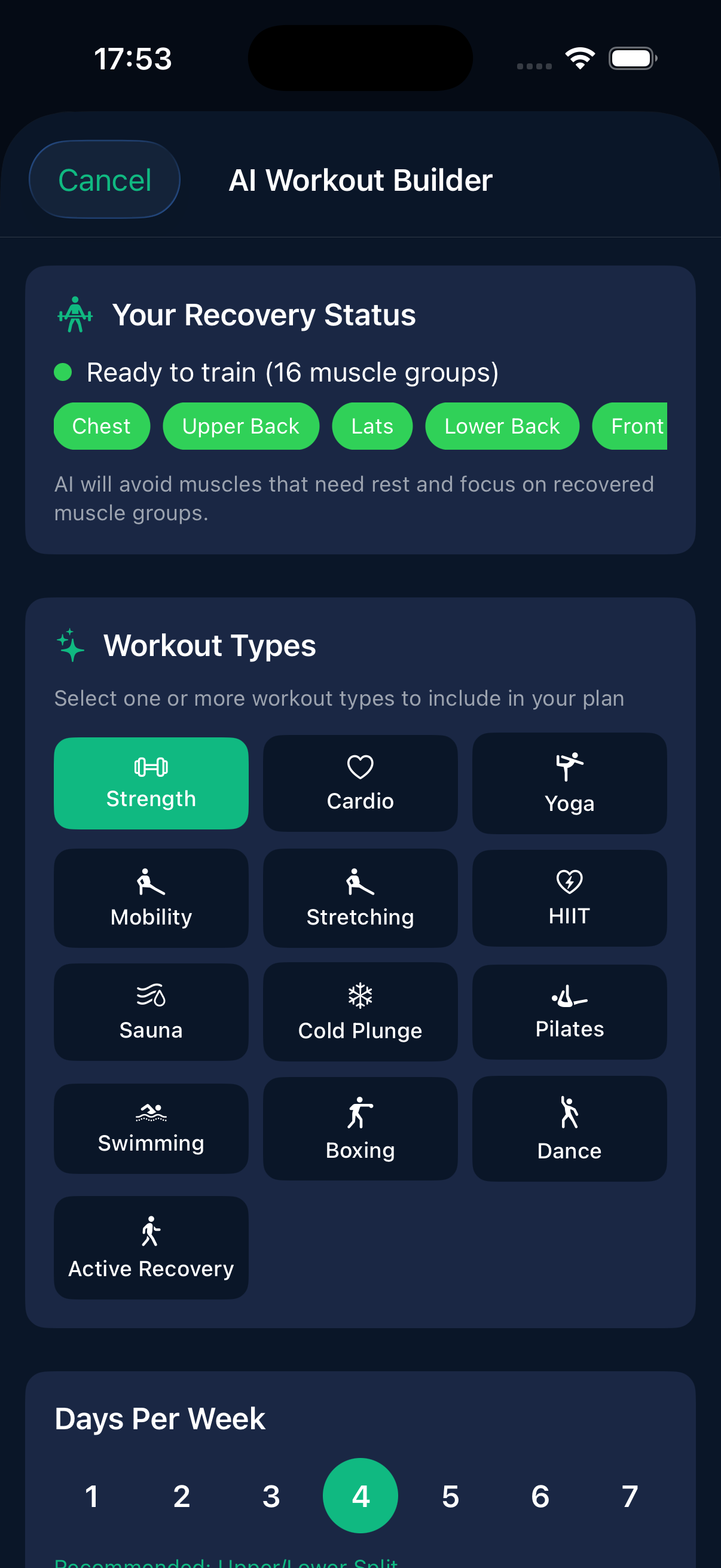 Exercise library search screen