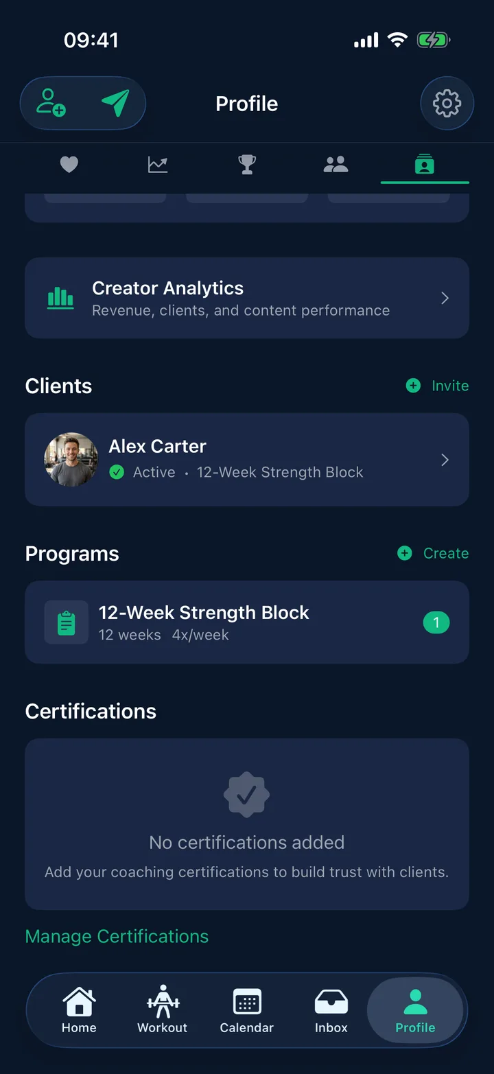 A coach's training programs in StayFit